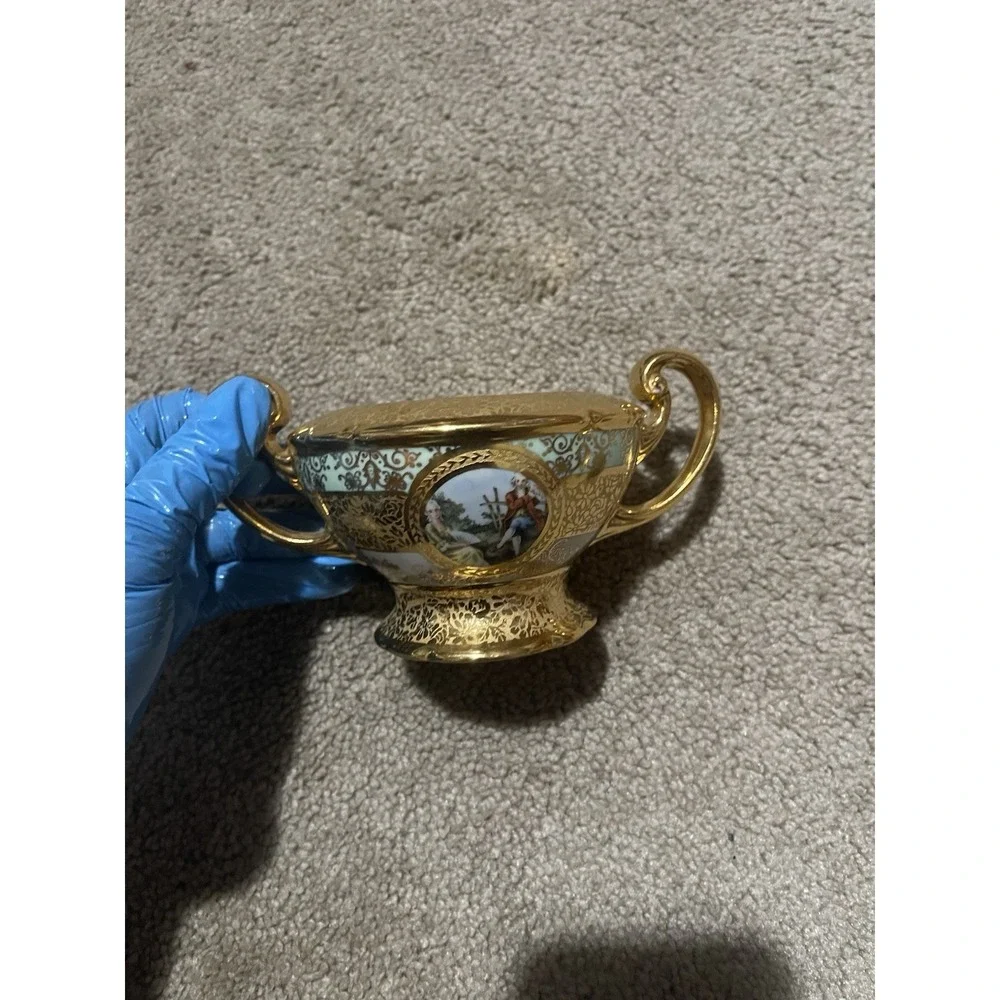 VTG Antique 24k Gold 8piece Teapot Set